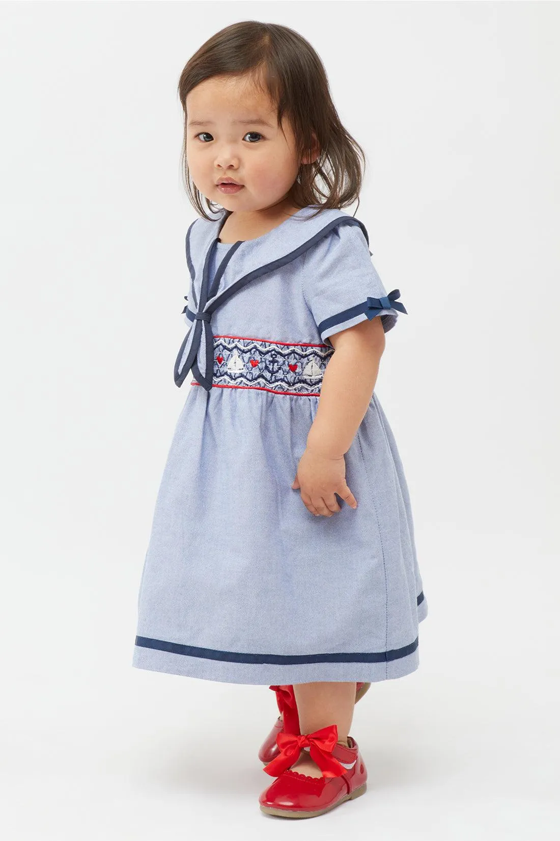 One Friday Blue Dress With Embroidered Waistline