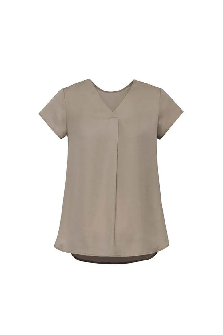 Womens Kayla V-neck Pleat Blouse